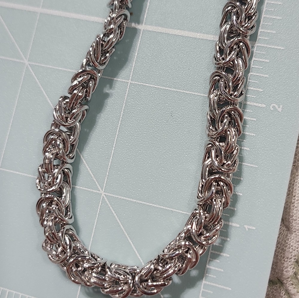 NWT JTV Rhodium Over Sterling Silver 8mm Domed Byzantine 20 " Necklace